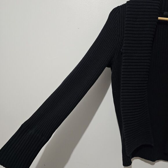 Calvin Klein Jeans - Cardigan Sweater Ribbed Wrap Knit - Size L - Black - Picture 6 of 7